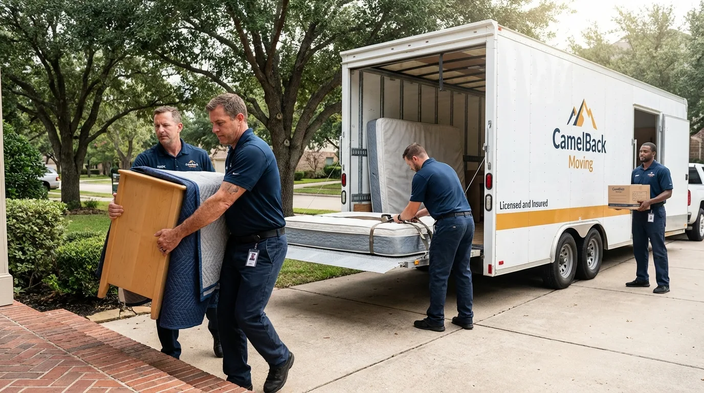 Crew loading residential truck for cross-state move from Langhorne, PA