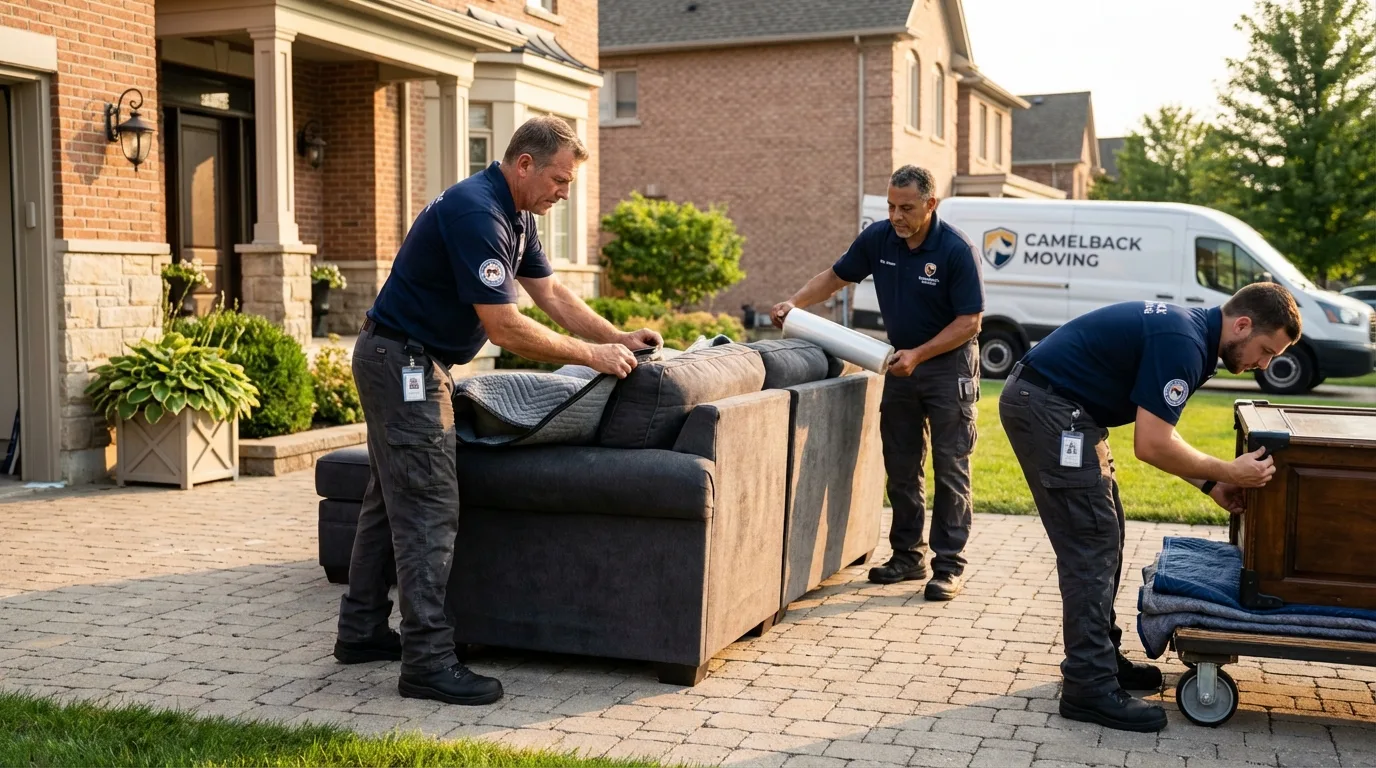 Large estate moving crew wrapping furniture in Langhorne, PA